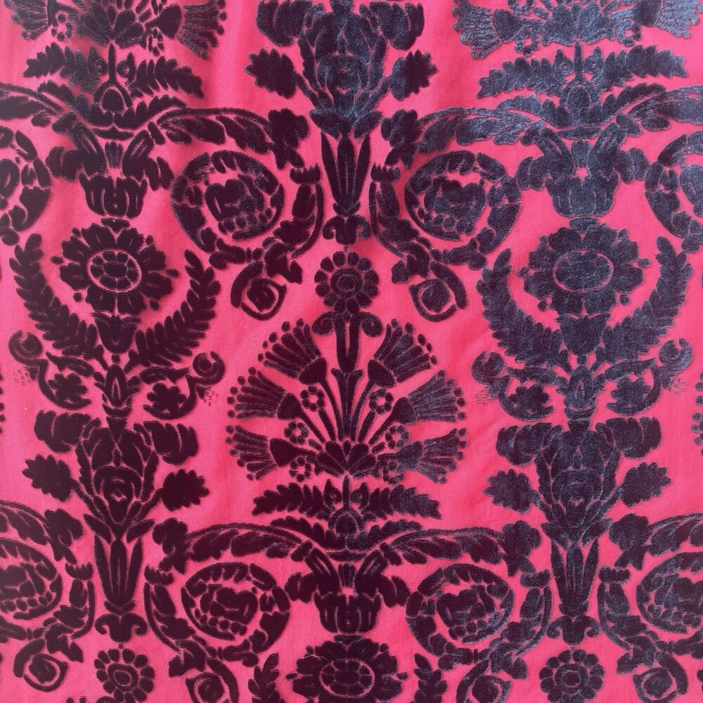 Red Black Womens Damask Dress Size M Velvet Ornate Cocktail Romantic Tapestry - Picture 7 of 15